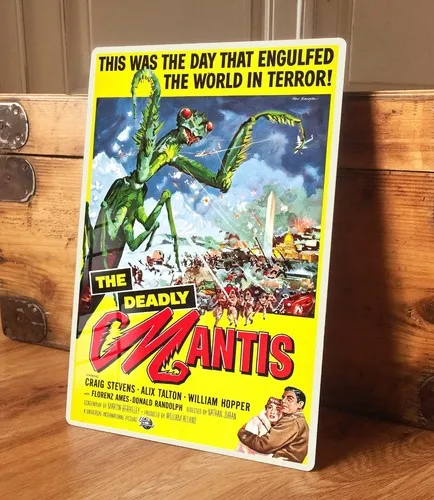 Home Wall Art Metal Sign Poster The Deadly Mantis Sci Fi Film 1950s 2 Sizes