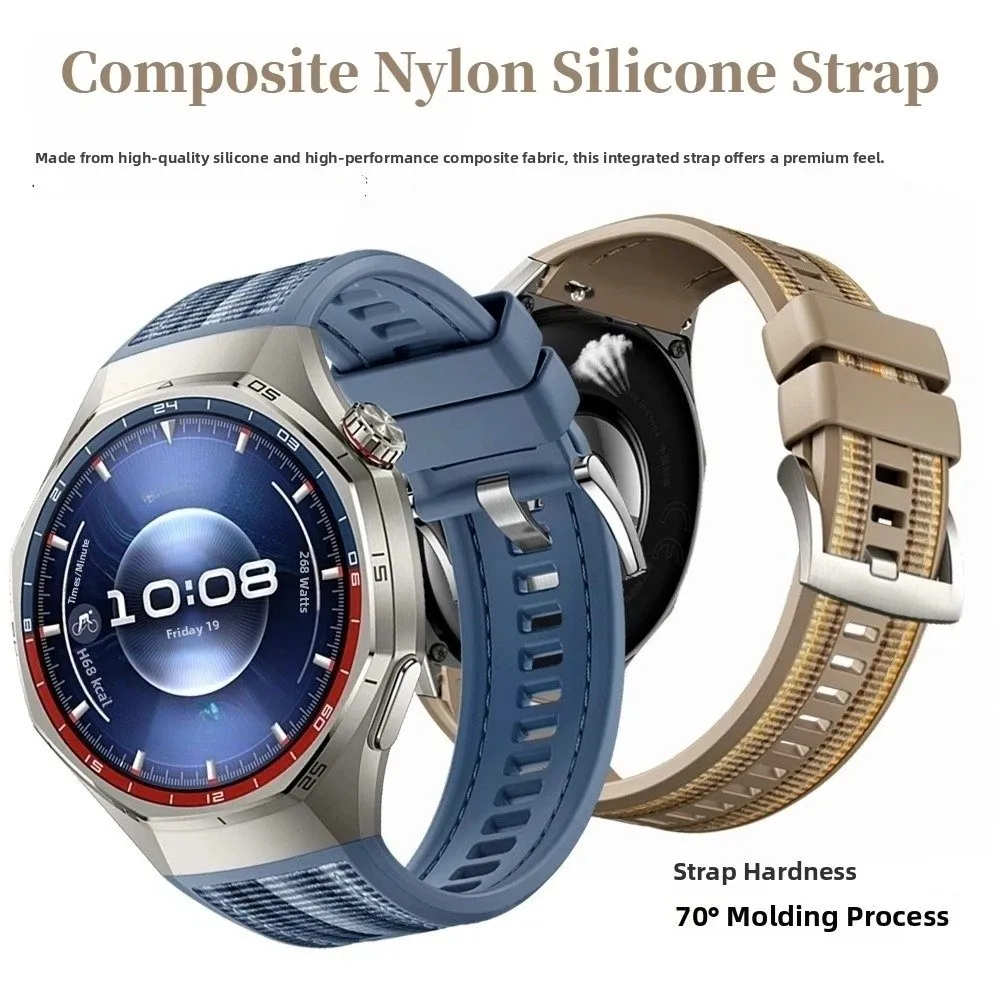 46mm Nylon Silicone Strap Lightweight Breathable Sports Watch Strap Waterproof Solid Color for Huawei Watch GT6 Pro