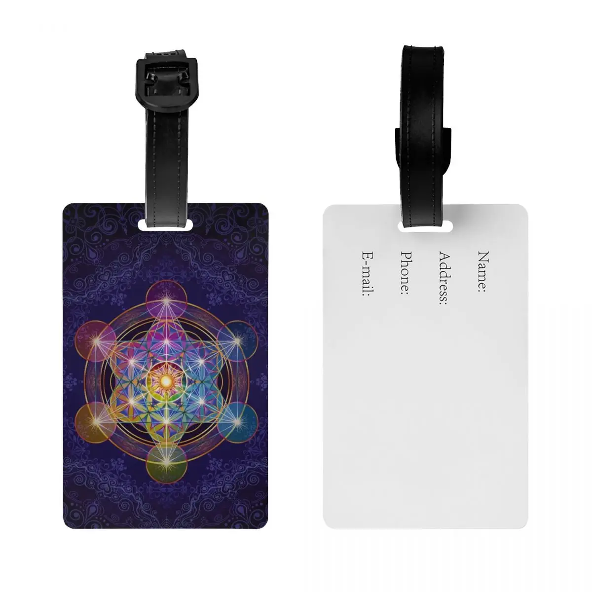 Metatron's Cube Merkabah Luggage Tags Custom Flower of Life Baggage Tags Privacy Cover ID Label