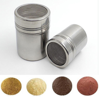 Stainless Steel Coffee Shaker Cocoa Chocolate Flour Powdered Sugar Sieve Filters Kitchen Cake BBQ Tools With Lid for Coffee Tool