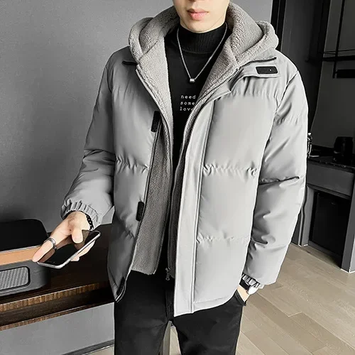 Plus-size Men\'s Fake Two Padded Coats Men\'s Winter Loose and Thick Polar Fleece Padded Jacket Hooded Padded Coat Men Jacket