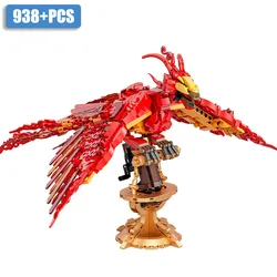 2024 NEW MOC 938pcs Magical Animal Fire Phoenix Model Building Blocks Kits DIY DIY Firebird Assembly Bricks Toys For Kids Gifts