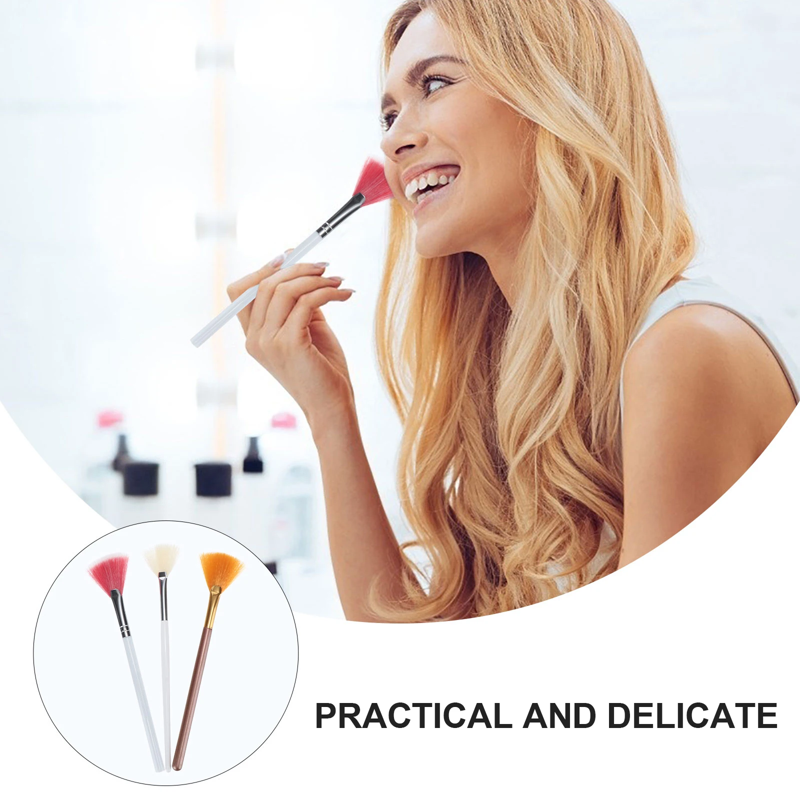 

3 Pcs Nylon Fan shaped Makeup Brushes for Eye Shadow Blending Face Powder High quality Long lasting Safe Material