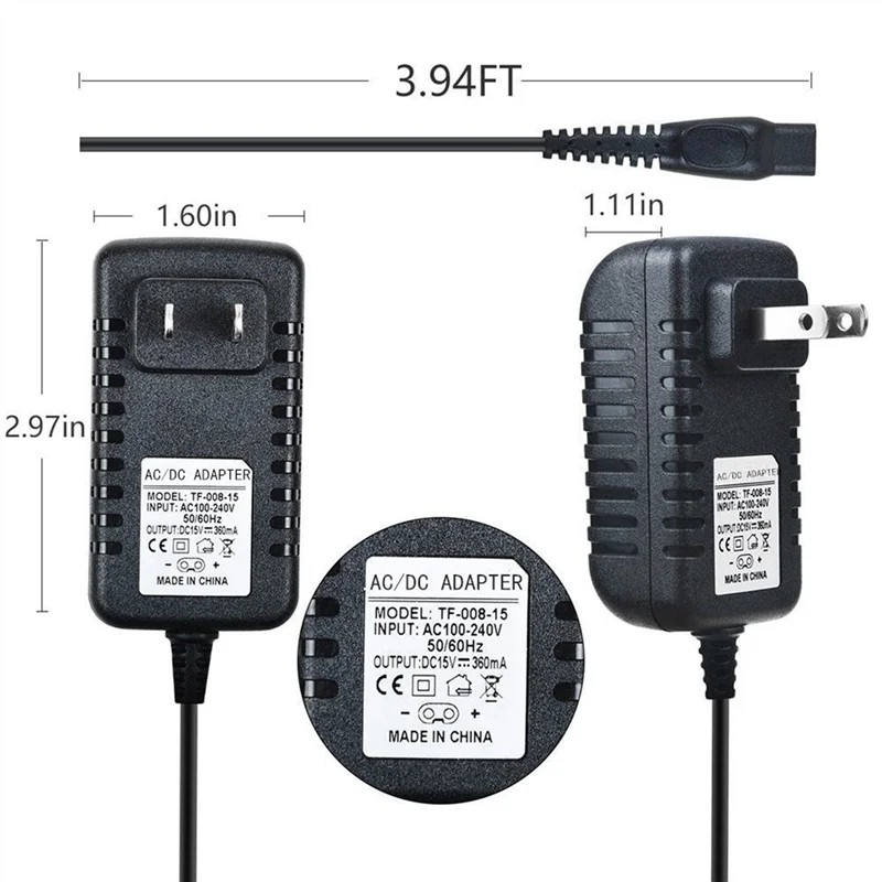 UNCL 5X 5.4W 15V/0.36A ماكينة حلاقة محول الطاقة شاحن ماكينة حلاقة HQ8505 AT790 AT810 (قابس الولايات المتحدة)