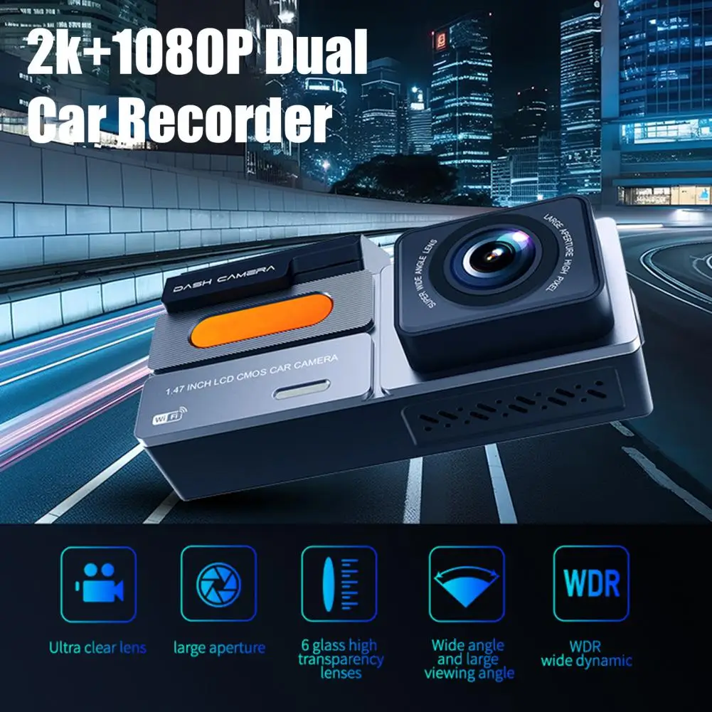 

WiFi Dash Cam Front And Rear, 1296P Front 1080P Rear Dash Camera With Super Night Vision, 24H Parking Mode, Loop Recording