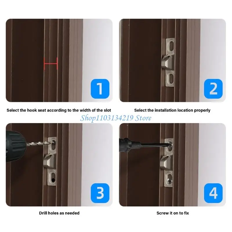 

N5KC 2 Pack Sturdy Zinc Alloy Sliding Door Lock Keepers Set With Frictions Base Convenient Accessory for Glass Patios Door