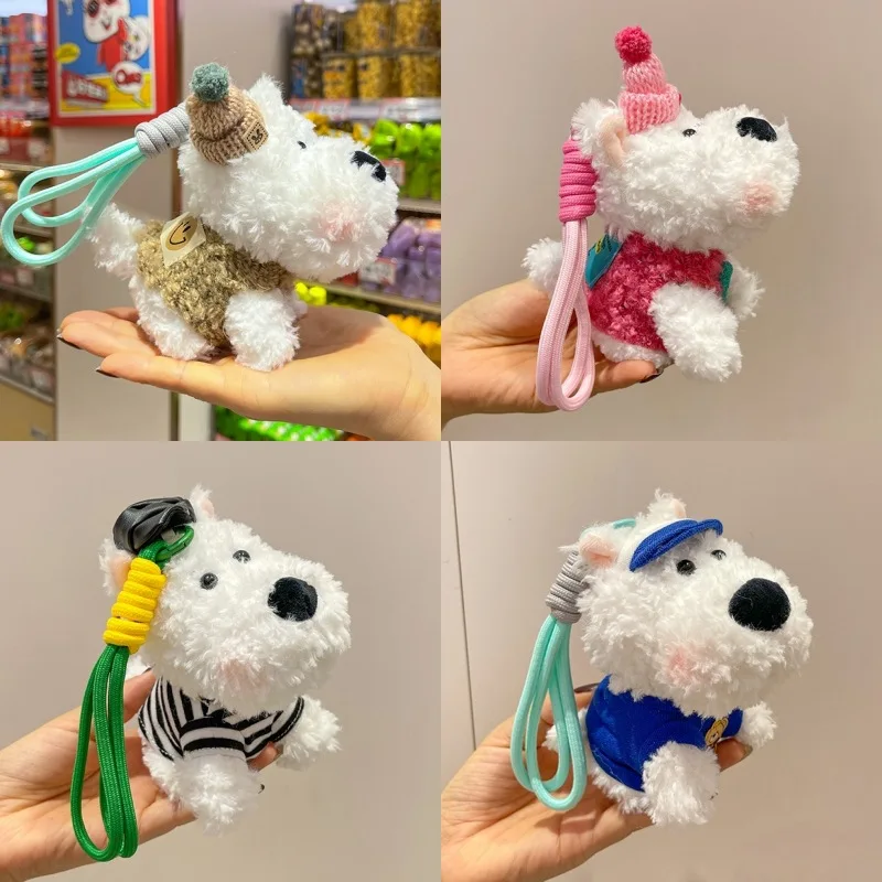 

Trendy West Highland White Terrier Scrawled Dog Pendant Plush Cartoon Dog Doll Naked Dog Small Toy Bag Charm Keychain