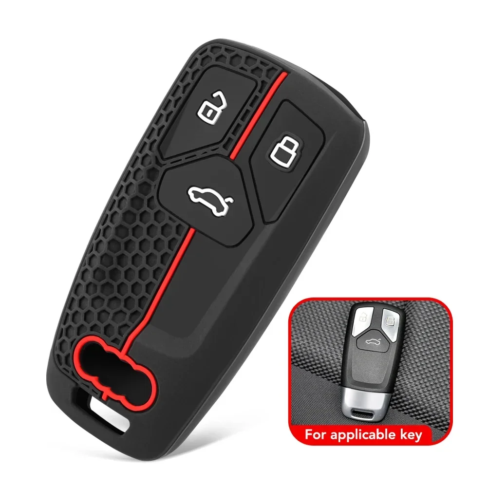 Silicone Keychain For Car Keys Case Holder Key Cover For Audi Q5 Q7 TT A4 B9 A5 A6 8S 8W 4M S4 S5 S7 TTS TFSI RS Car Key Case 