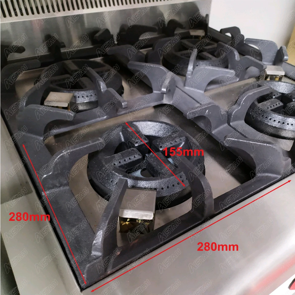 Профессиональное сверхмощное кухонное оборудование-газовая плита с 4 горелками для эффективного приготовления пищи с газовой горелкой