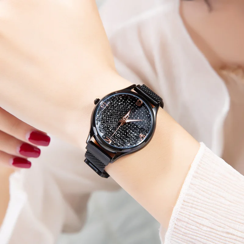Magnetic Watch With Starry Sky Design, Magnetic Strap, Stylish And Elegant, Perfect For Students And As A Gift For Women.
