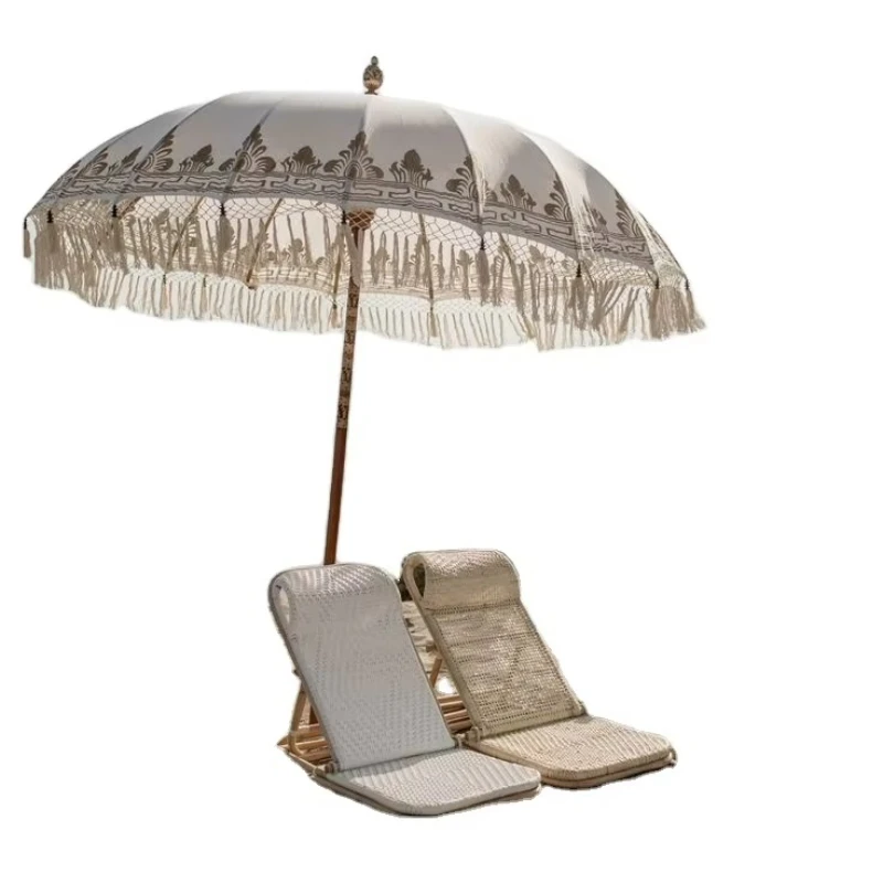 Modern Portable Folding Bamboo Garden Lounge Lounge Outdoor Leisure Furniture Wicker Rattan Beach Chair