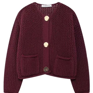 Traf Herbst Winter Mesh Cardigans für ungezwungene Frauen Knopf Langarm weibliche Nachthemd 2024 Fashion Lose Lady Strickdigans Mantel 12 Hauptverkäufe hauptsächlich weiblicher Tricot - №1