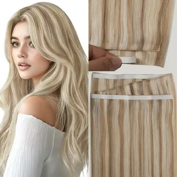 【新品】Full Shine 一體式隱形接發,貼片式真人髮絲,Remy Skin 髮束,加厚髮尾,女士適用 10 最佳銷售 膠帶式接髮 - №9