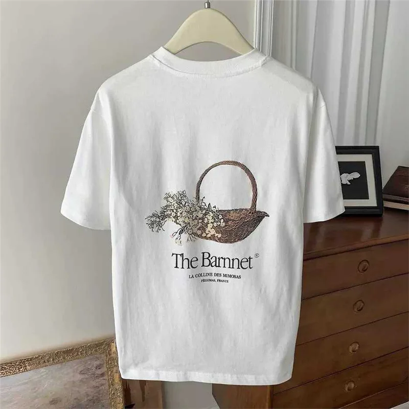 Zomer nieuwe dames losse katoenen ort Sve T-shirt puur katoen bedrukte casual Sle ronde Ne top voor dames