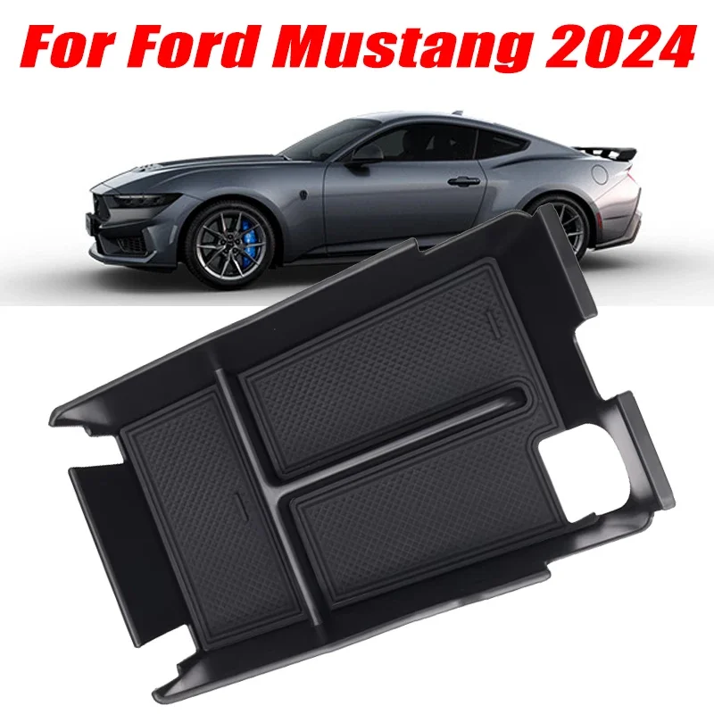 For Ford Mustang 2024 Model Armrest Storage Box ABS Central Organozer Tray Stowing Tidying Car Accessories