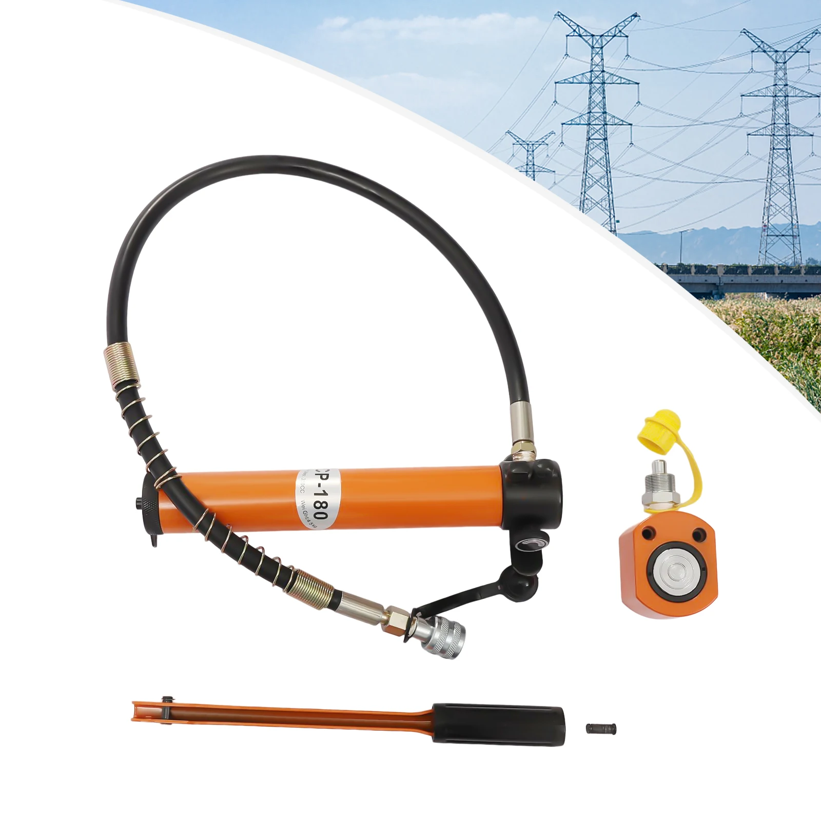 10T Kurzer Wagenheber mit Manueller Hydraulikpumpe 350CC Kurzer Stahl-Hebewagenheber Auto-Reparaturset zum Heben/Biegen/Schneiden – Detail 5