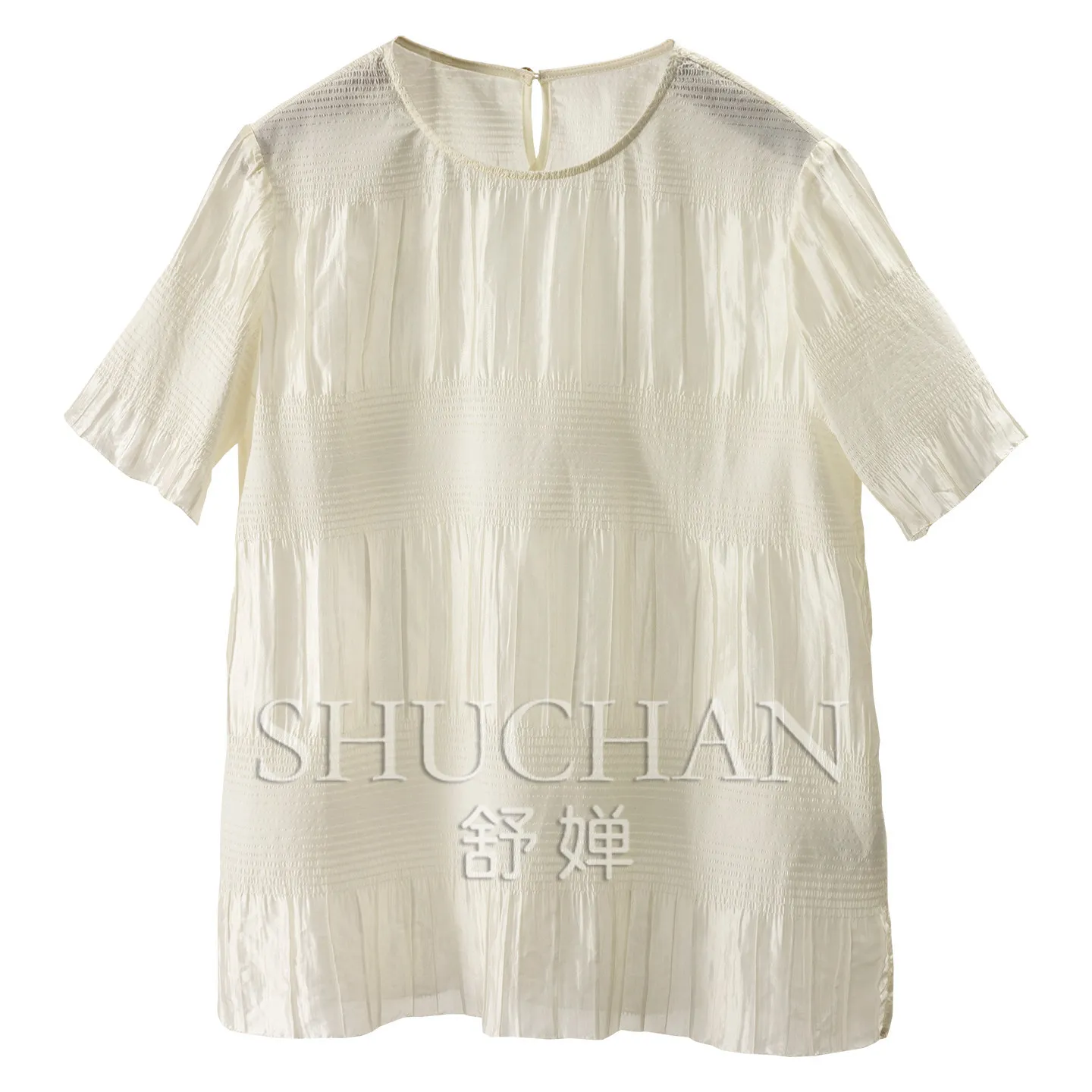 

T special woven bubble crepe, Ark God thin bean edge elastic silk shirt H women's 51M9 special