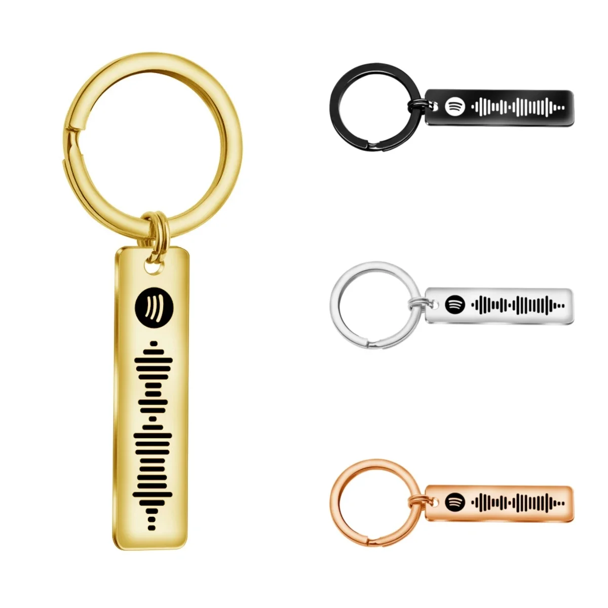 Custom Spotify Code Keychain Stainless Steel Personalized Engrave Music Scan Code For Women Men Gift