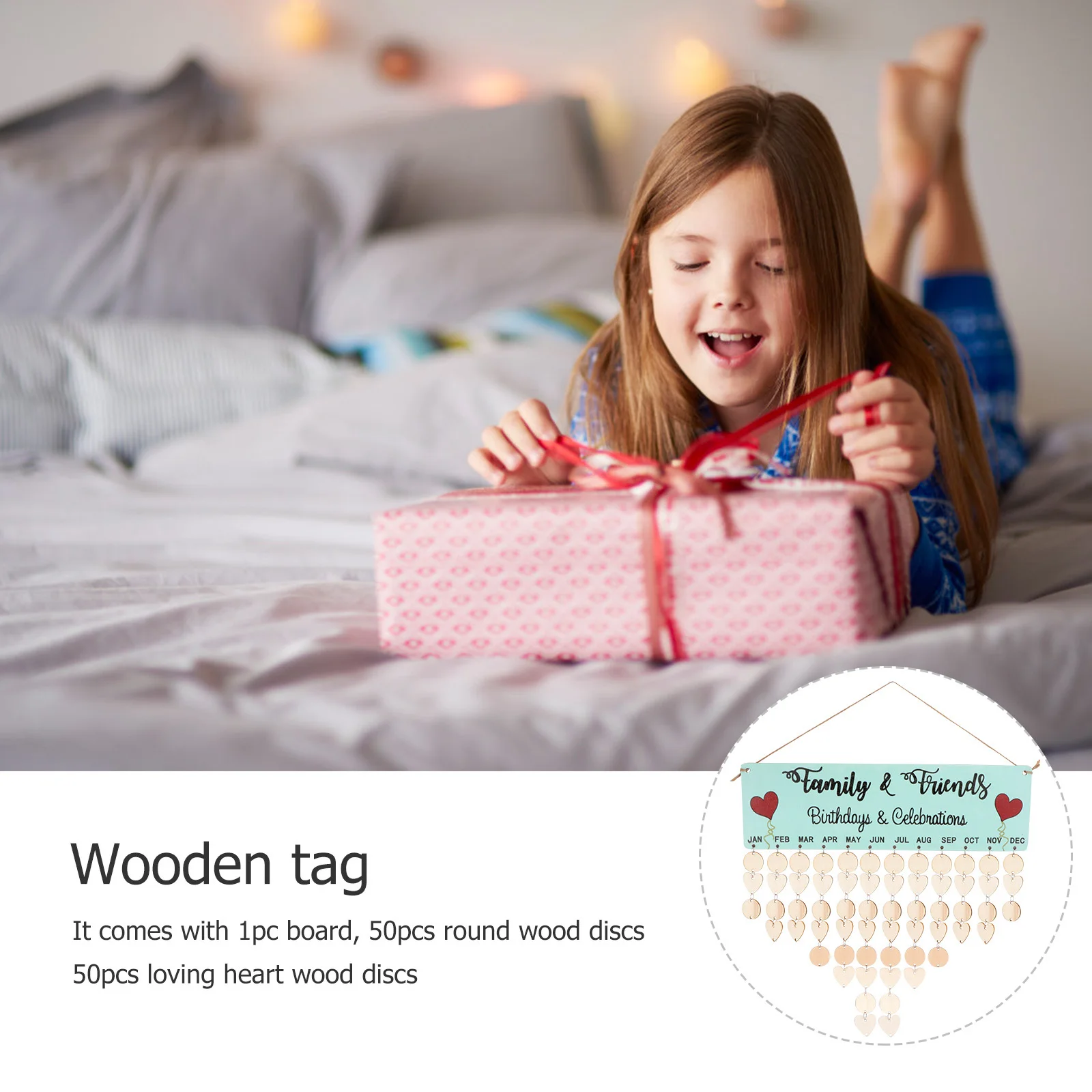 

50pcs Wooden Hanging Board Family Reminder Diy Wall Decoration Date Tracker Anniversary Gift Wooden Block Birthday Calendar