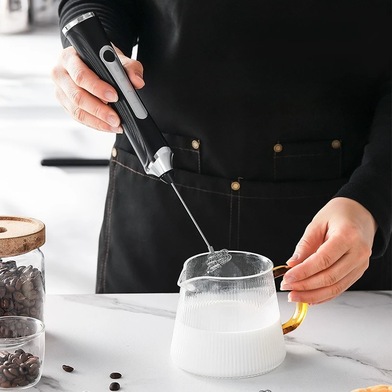 

Handheld Milk Frother Wand for Coffee Rechargeable Electric Drink Mixer with 3 Heads Wireless Coffee Frother for Cappuccino Eggs