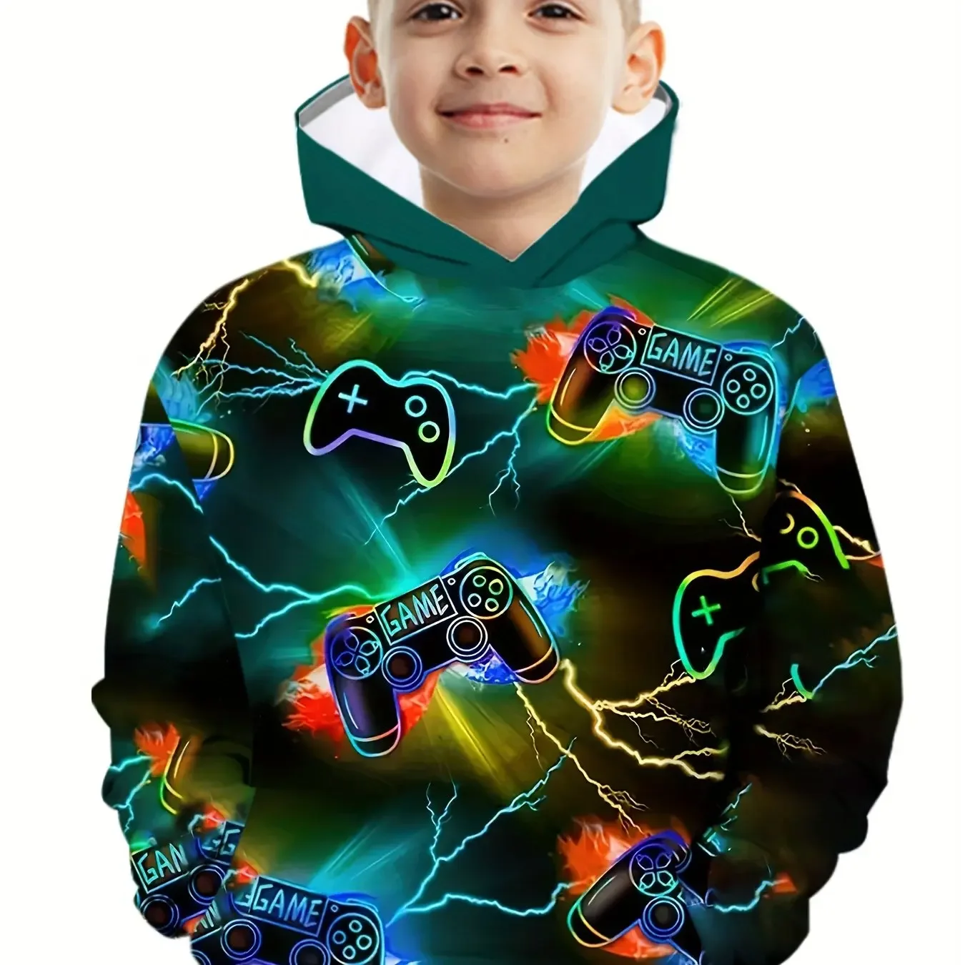 Children Hoodies Long Sleeve Kids Clothes Boys Stylish Autumn Tops 3D Gamepad Print Casual Outdoor Clothes Children's Clothing