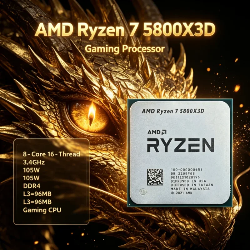 AMD R7 5800X3D 96 MB 105W CPU Processor 3.4 GHz Gaming Processor 8-Core 16-Thread DDR4 Ryzen 7 7nm