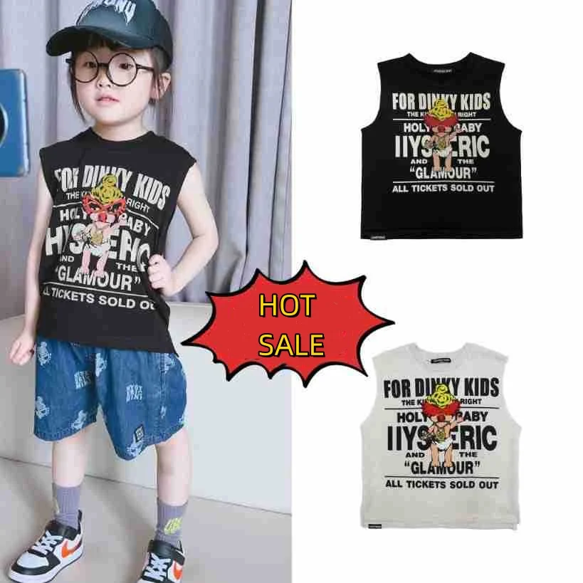 

Summer Boys Girls Vest Sleeveless Shorts 100% Cotton Tshirt Anime High Quality Undershirt kids Clothes 90-140 Hysteric Mini