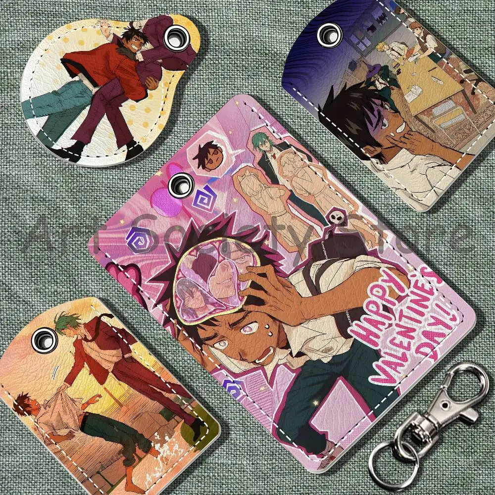Comic S-Super-fish PU Leather Card Holder Keychain Key Ring Door Lock Access Tag ID Access Card Air Tag Case Keychain Card