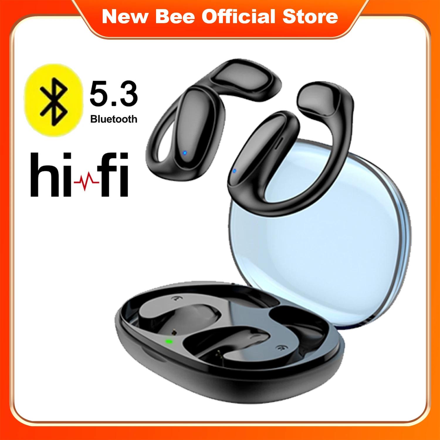 New Bee DYY15 Air Conduction Bluetooth 5.3 Earphones Earbuds OWS Open Ear Clip Headphones Hi-Res Sound Pure Wireless for Samsung