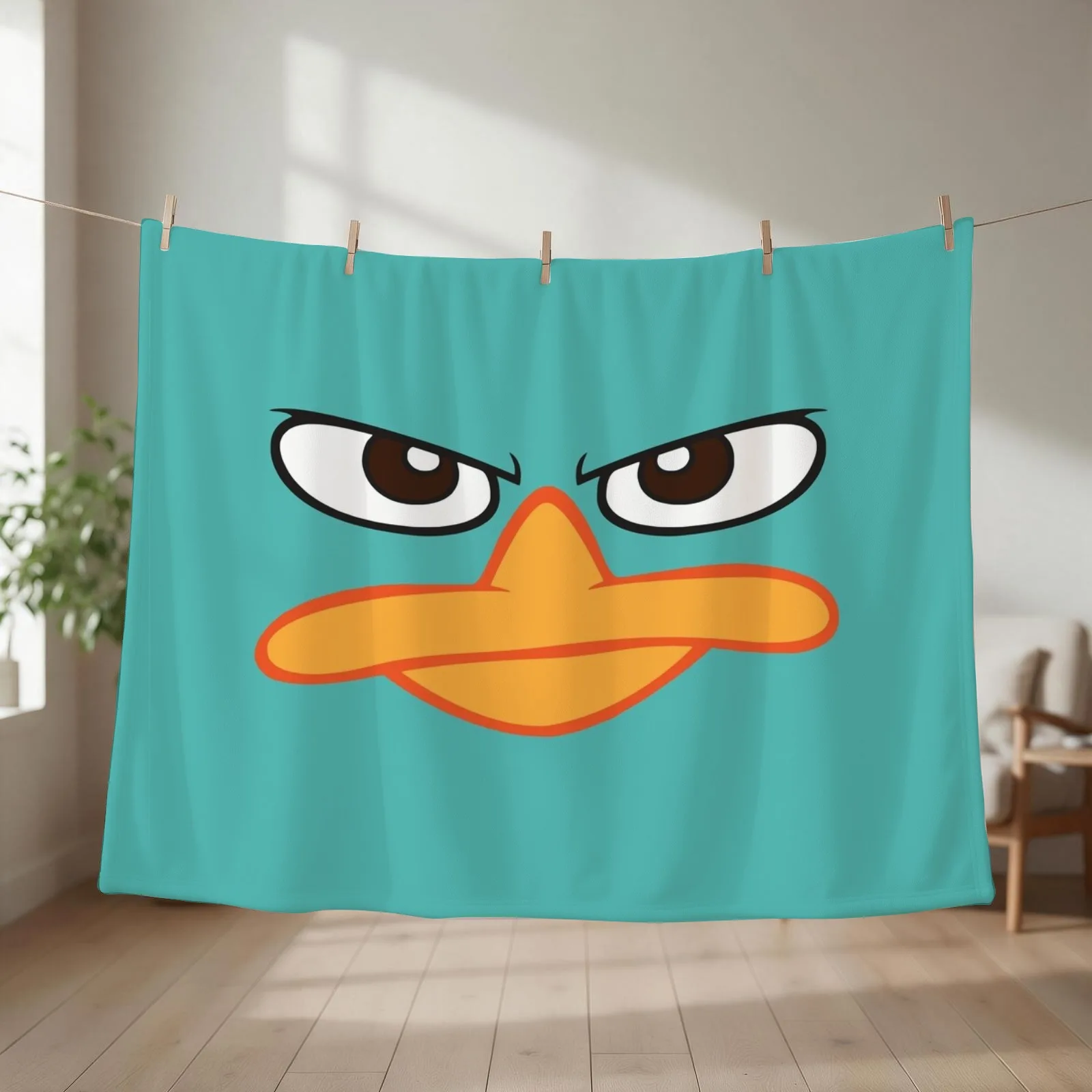 Perry the Platypus Mask Throw Blanket couch cozy soft plush fuzzy picnic outdoor blanket