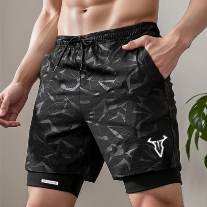 

2 in 1 Sports Shorts Men Quick Dry Swim Short Sweatpants Man Gym Training Fitness Jogging Outdoor Running Sportwear Male