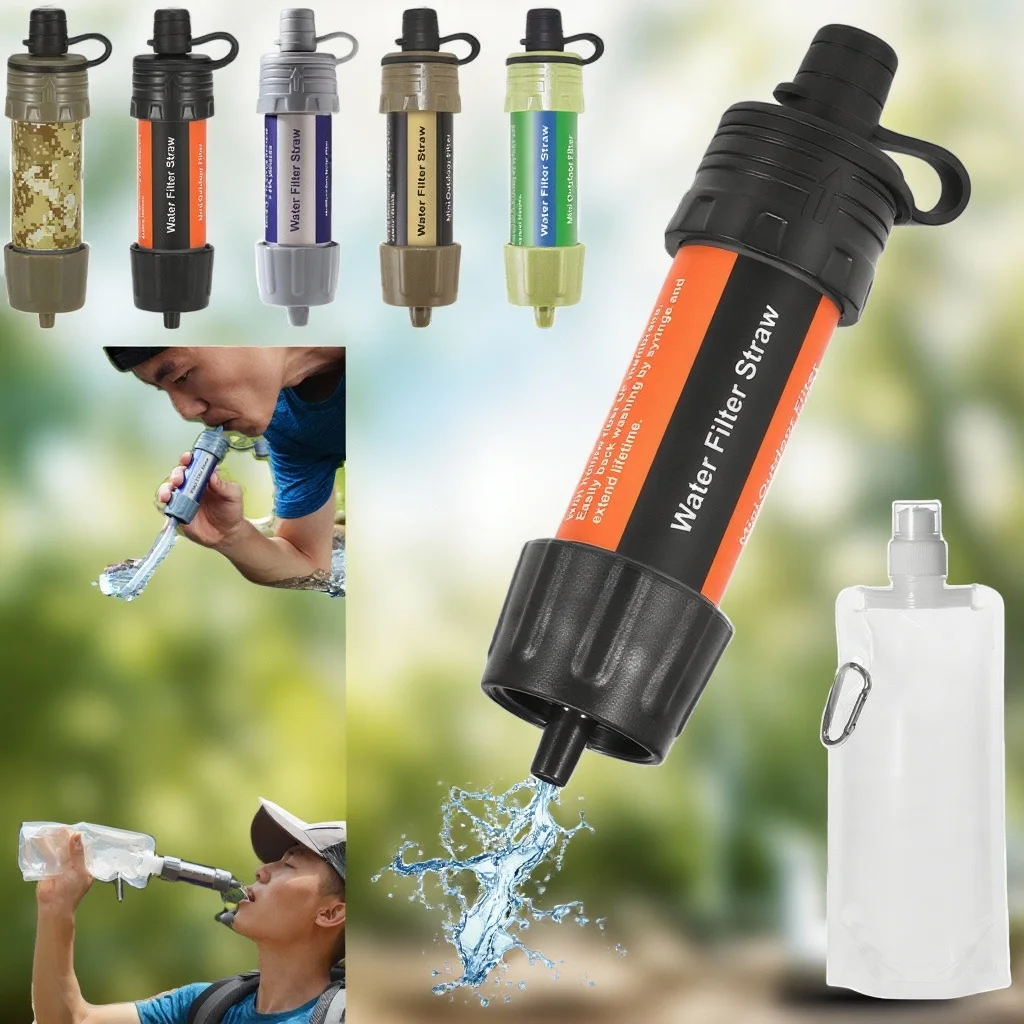Outdoor Water Filter Straw Portable Emergency Water Purifier for Camping Hiking Survival Travel Filtration System