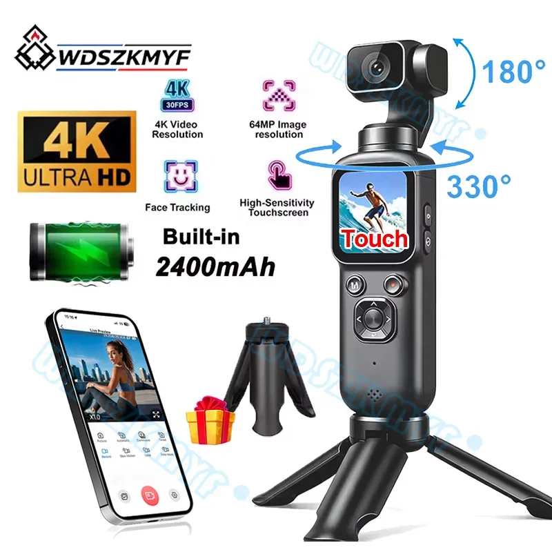 4K Action Camera Wifi Touch Screen Stabilization Sport BodyCam Portable Small Video Recorder Digital Vlog Pocket Camera travel