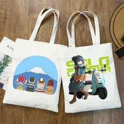 Yuru Camp Shoulder Canvas Bags Large Capacity College Harajuku Anime Nadeshiko Handbag Women Bag Shopping Bag