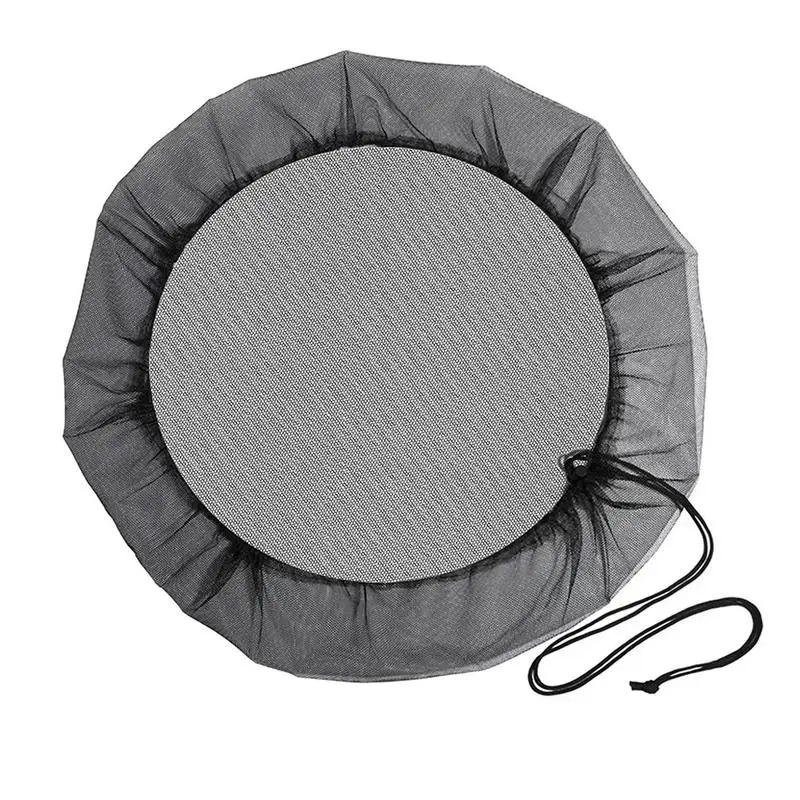 Water Barrel Screen Water Barrel Filter Black Soft Leaf Guard Rain Tank Mesh Cover With Drawstring For Yard Diameter 37.4in