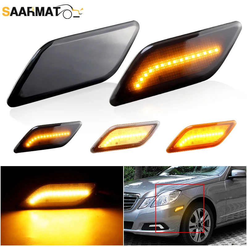 

2X Car LED Dynamic Front Bumper Side Marker Lights OEM#2128200021 For Mercedes Benz W212 E250 E350 E400 E550 E63 AMG S
