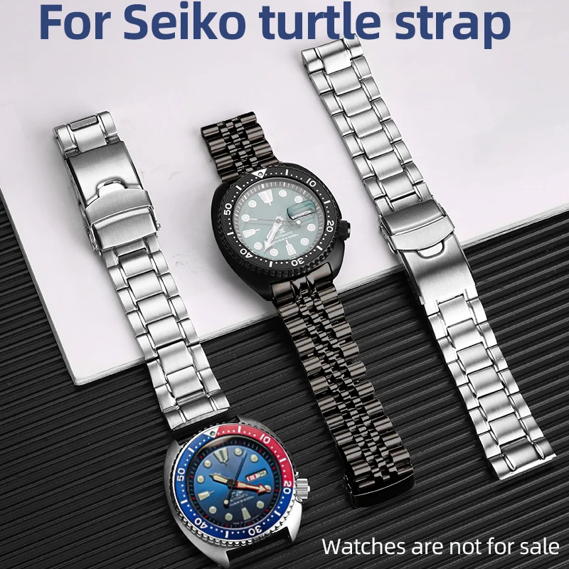 22mm﻿ Jubilee style watch band Strap mod For Seiko Prospex Turtles SRP773 , SRP775 SRP777 SRP779 and PAD Stainless Steel strap