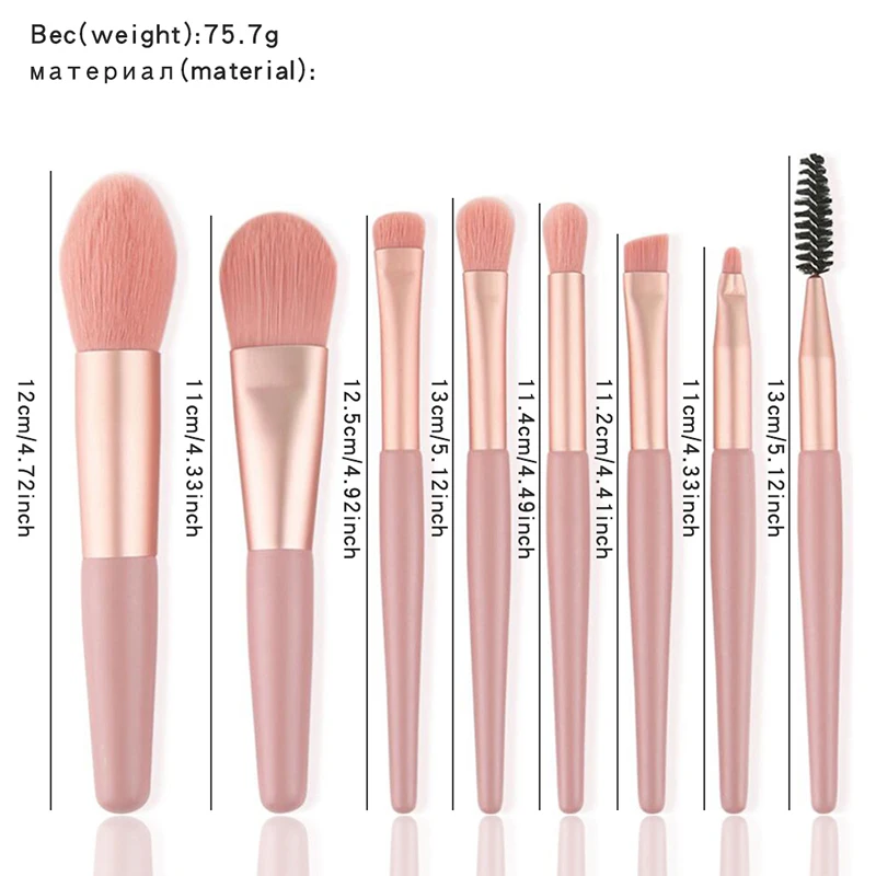 8 Pcs Mini Travel Portable Soft Makeup Brushes Set Eye Shadow Foundation Powder Eyelash Lip Concealer Blush Make Up Brush Set