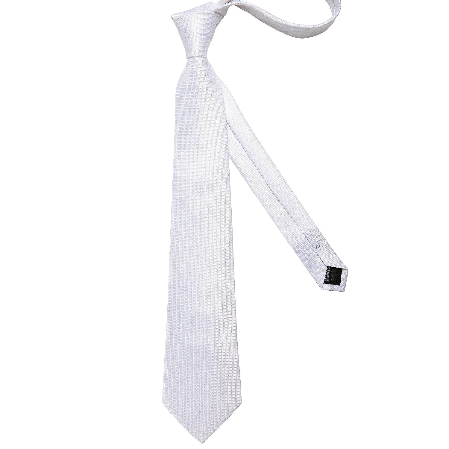 ربطات عنق من البوليستر الأبيض الصلب للرجال ، إكسسوارات بذلات حفلات الزفاف ، ربطة عنق ، أزرار أكمام منديل ، هدية للزوج ، 8: