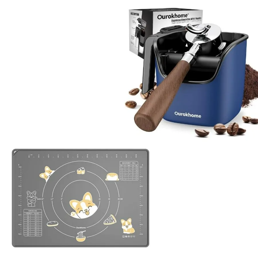 

Ourokhome Knock Box Аксессуары для эспрессо Новейший запатентованный инструмент для приготовления эспрессо из нержавеющей стали для кофе Силиконовая выпечка M