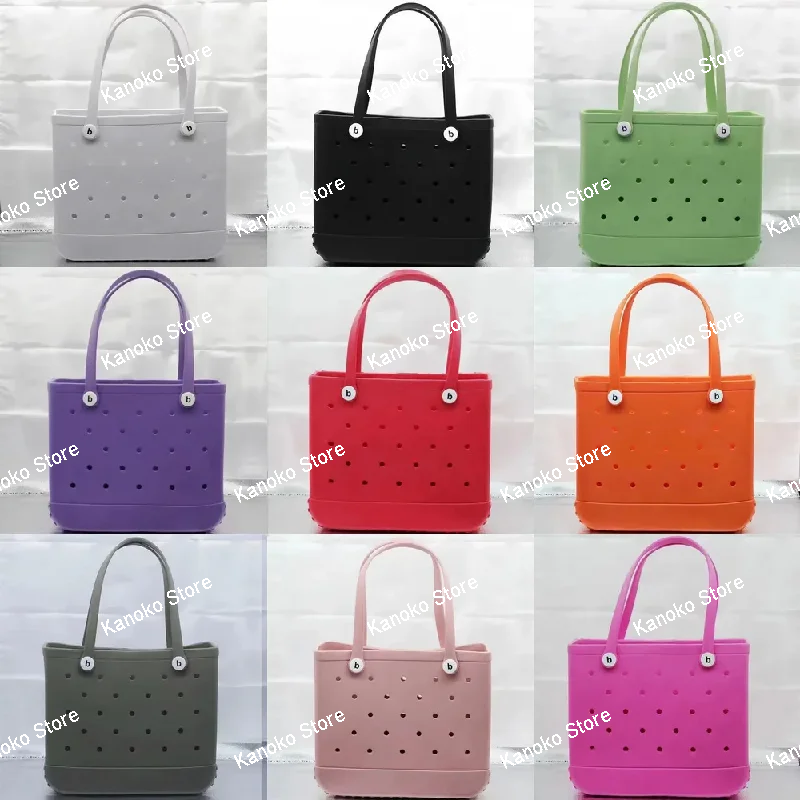 

Extra Large Boggs Beach Bag Summer Travel EVA Beach Basket Women Picnic Tote Bag Holes Waterproof Washable Handbag Shoulder Bag