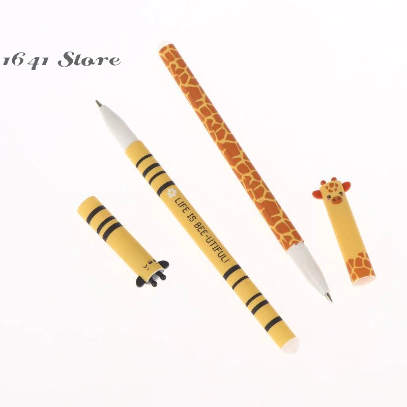

(НОВИНКА) Набор из 7 гелевых ручек с изображением пчелы, кролика, жирафа, 0,5 мм, цветные, с мультяшными животными, стираемые, для письма, школьные принадлежности