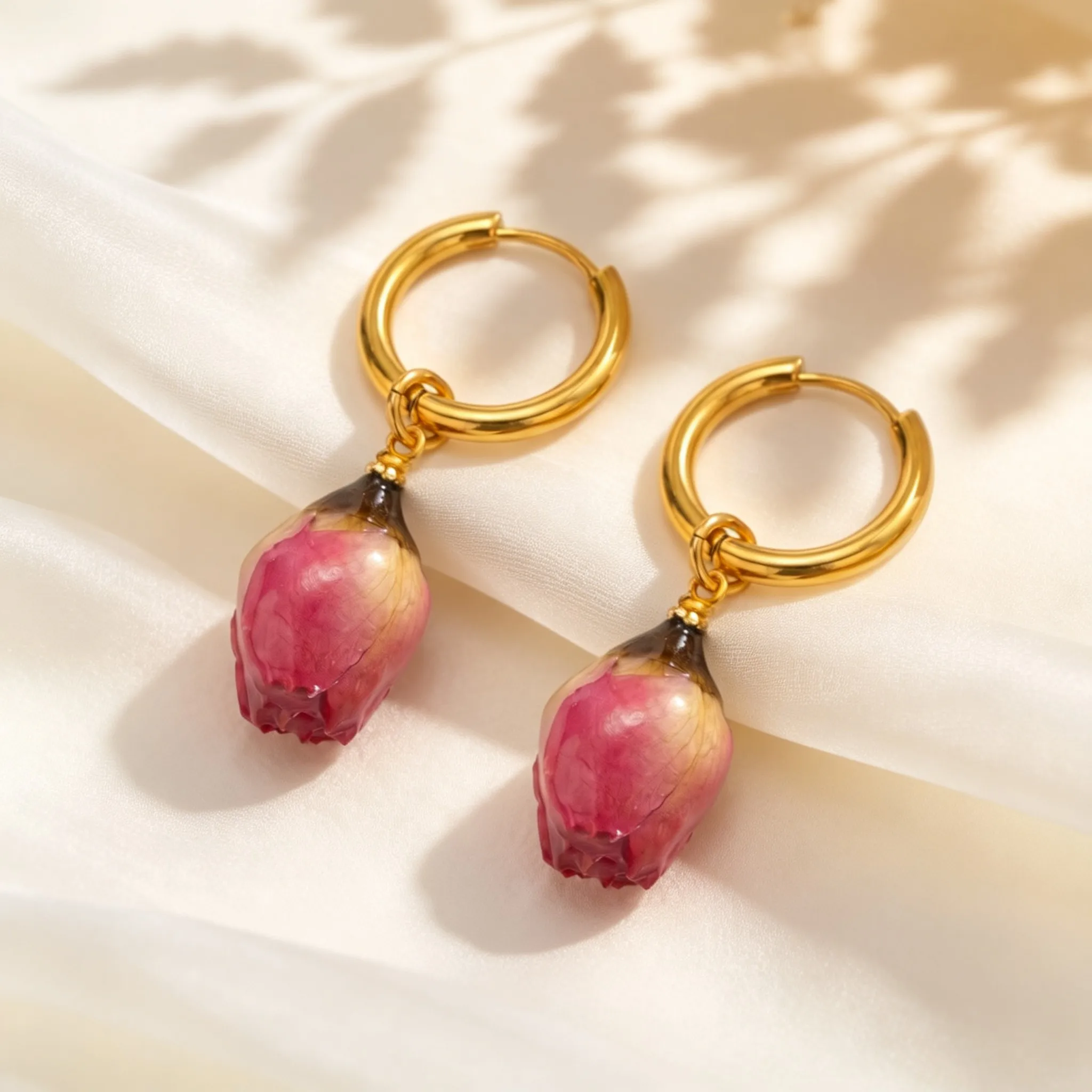 Vintage Elegant Rose Dangle Earrings for Women Romantic Immortal Flower Stainless Steel Earrings Hypoallergenic Fashion Jewelry
