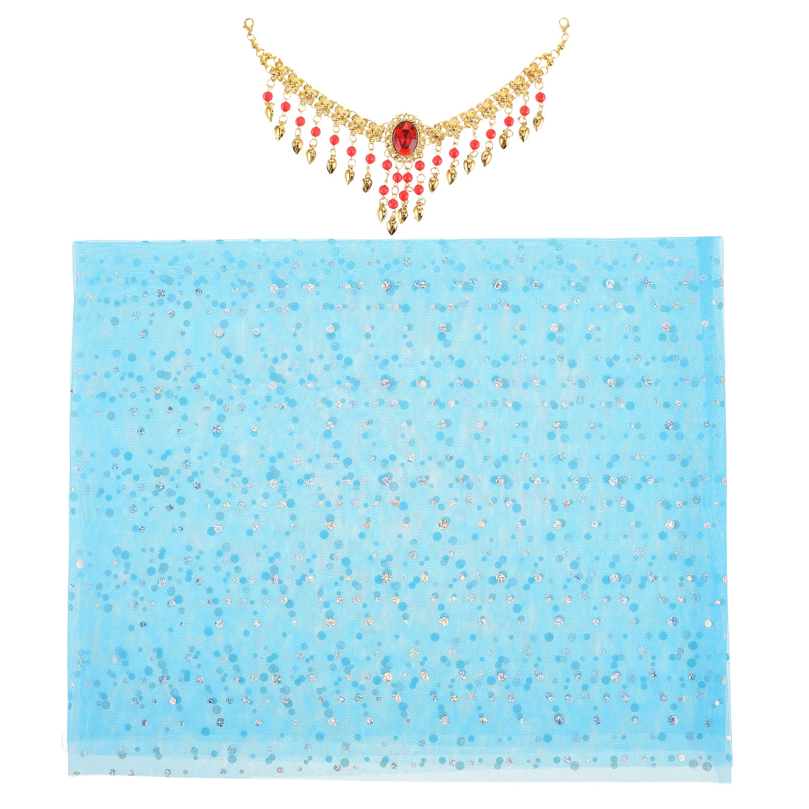 

1Set Belly Dancer Headscarf Set Colorful Dot Pattern Hair Hoop Veil Indian Dance Performance Costume Accessories