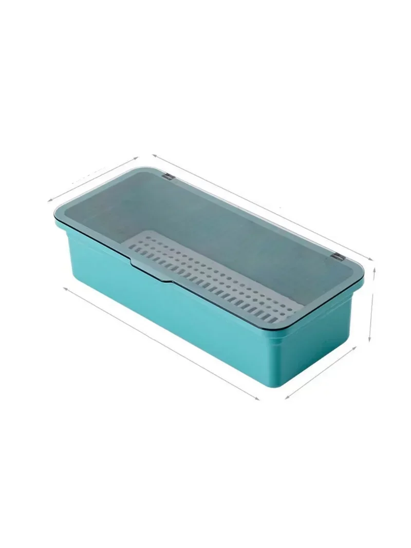 1pc - Makeup Brush Storage Box Rectangular Transparent Dust-proof Belt Cover Dresser Beauty Egg Eye Shadow Brush Storage