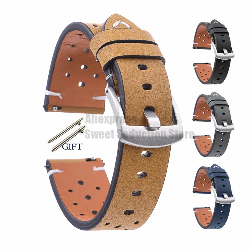

Универсальный быстросъемный ремешок для часов 20 мм 22 мм, мягкий кожаный браслет для умных часов, ремешок для женщин и мужчин, спортивный ремешок для часов Seiko