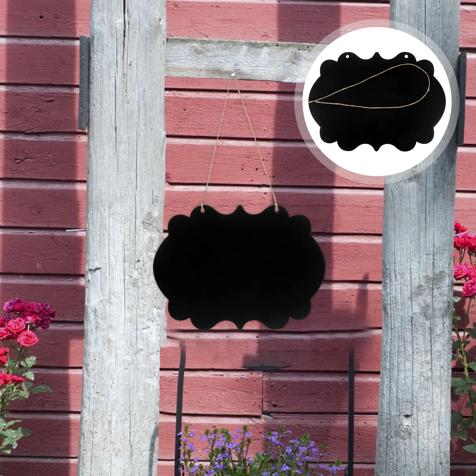 1pcs Rustic Double-Sided Wooden Chalkboard Hanging Sign For Home Office Restaurant Decorative Message Memo Board With Jute Rope