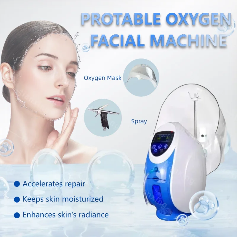 Newest Korea Oxygen Dome Facial Therapy Machine with Dome Portable Skin Mouisture Removal Oxygen Spray Jet Facial Mask Machine