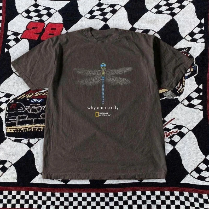 Camiseta National Geographic Dragonfly con gráfico Why Am I So Fly, unisex, S-4XL, novedad de verano, camiseta vintage para mujer