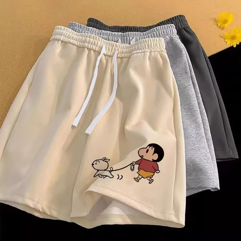 

2025 New Anime Crayon Shin Chan Japan Fun 3D Printed Pattern Shorts Sporty Lightweight Loose Casual Women's Shorts